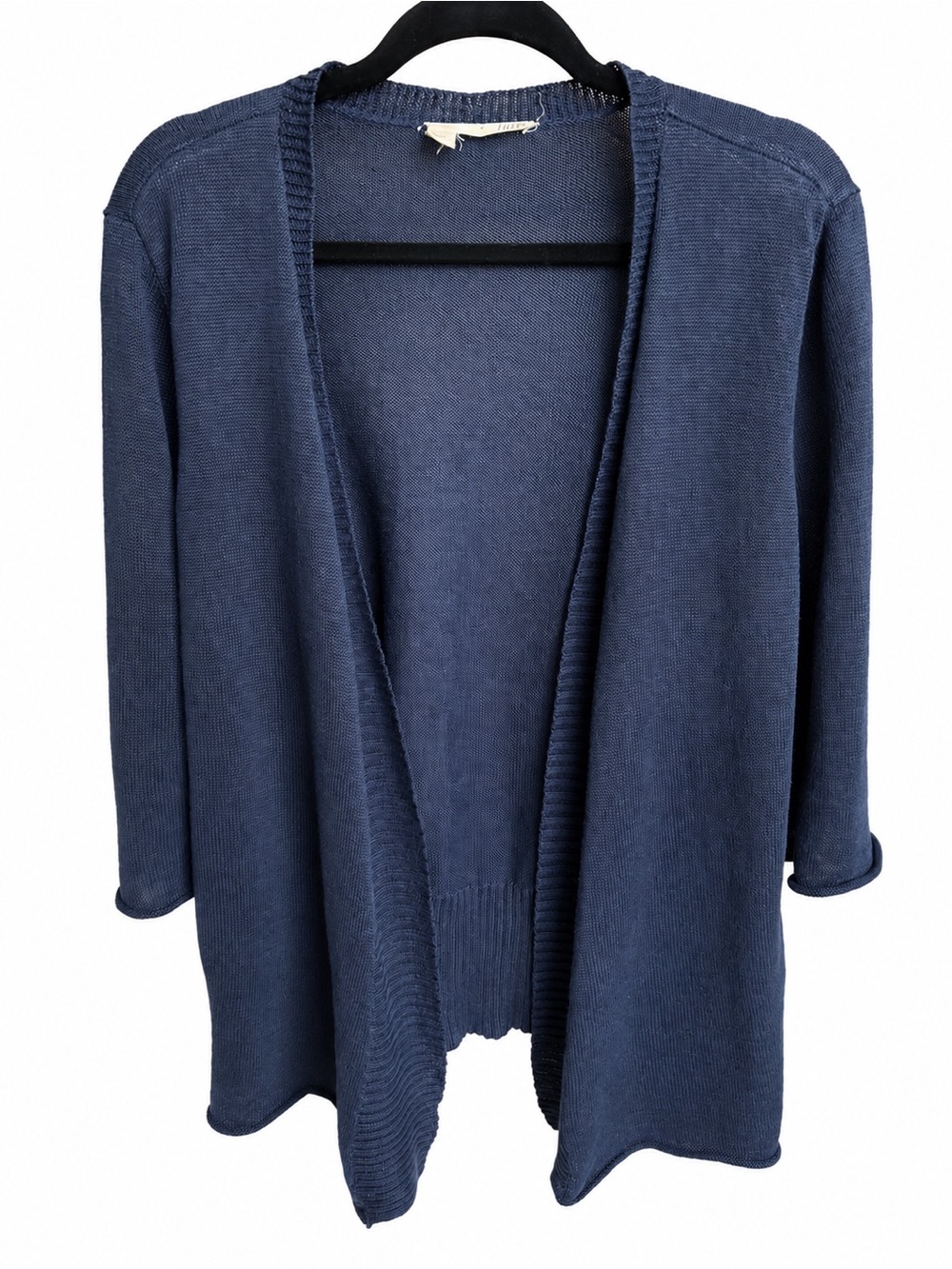 Eileen Fisher 100% Linen Open Front Cardigan Navy Size L